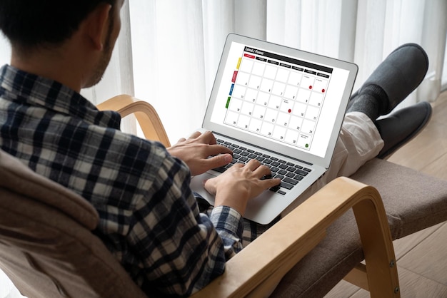 システム手帳やオンライン ビジネス向けの最新のスケジュール計画のためのコンピューター ソフトウェア アプリケーションのカレンダー