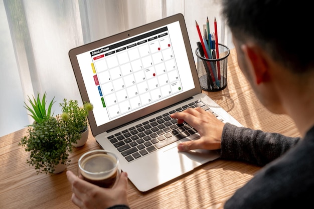 Photo calendar on computer software application for modish schedule planning