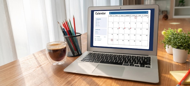 Calendar on computer software application for modish schedule planning