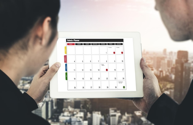 Calendar on computer software application for modish schedule planning