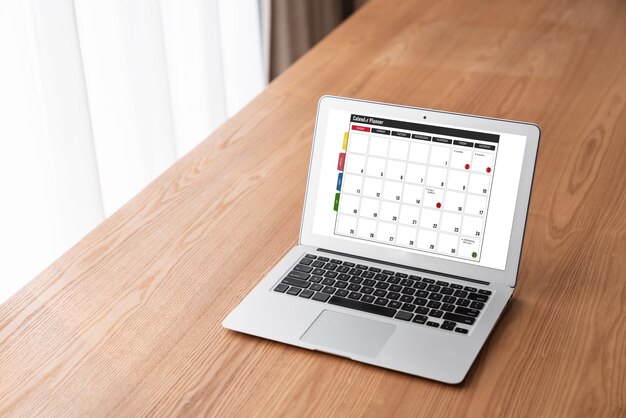 Calendar on computer software application for modish schedule\
planning