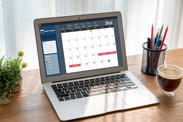 Calendar on computer software application for modish schedule planning