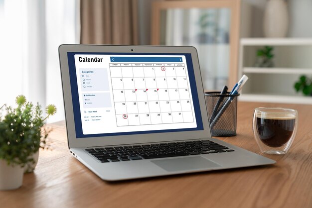 Calendar On Computer Software Application For Modish Schedule Planning