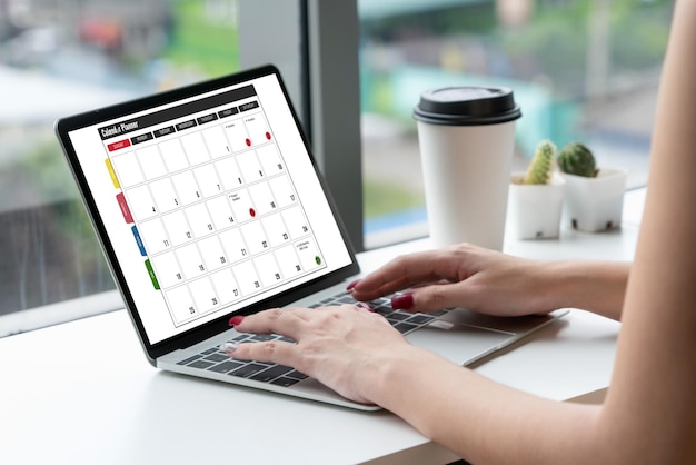 Calendar on computer software application for modish schedule planning