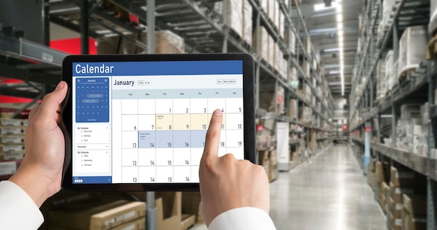 calendar on computer software application for schedule planning snugly