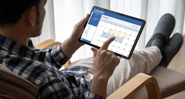 calendar on computer software application for schedule planning snugly