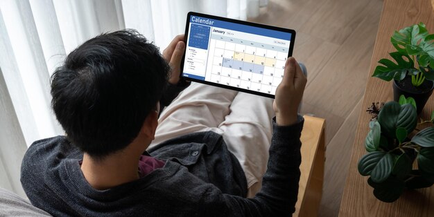 calendar on computer software application for schedule planning snugly