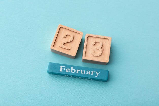 Calendar february date 23 on a blue background