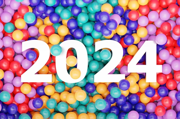 Calendar header number 2024 on colorful background Happy new year 2024 colorful background