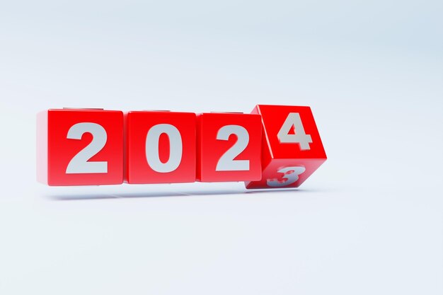 Foto numero di intestazione del calendario 2024 su sfondo bianco buon anno 2024 sfondo colorato