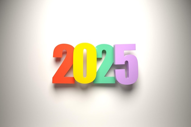 Заголовок календаря номер 2025 на белом фоне Счастливого нового года 2025 красочный фон