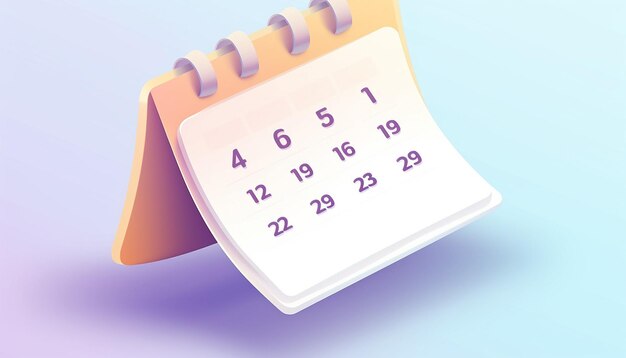 Calendar icon bright pastel color ui design isometric white background