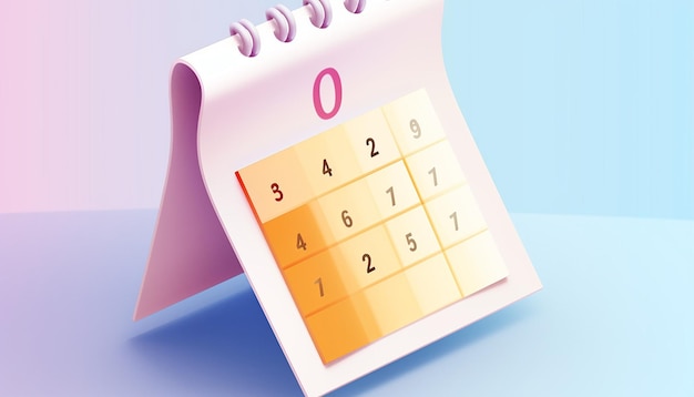 Calendar icon bright pastel color ui design isometric white background