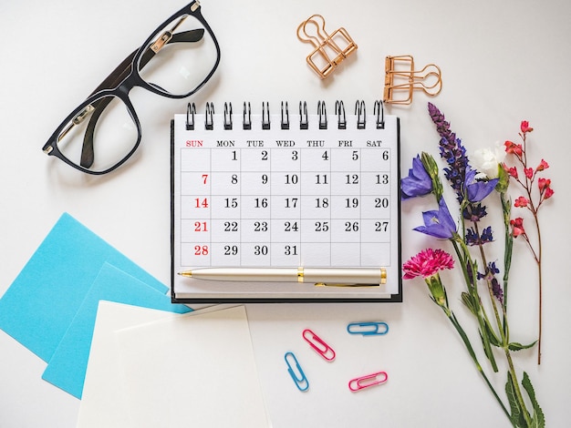 Calendar lies on the table in the office