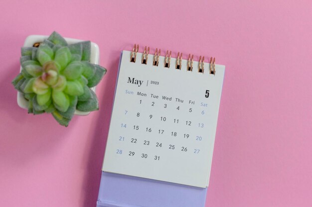 Calendar for May 2023 on the desktop for managing and planning every day