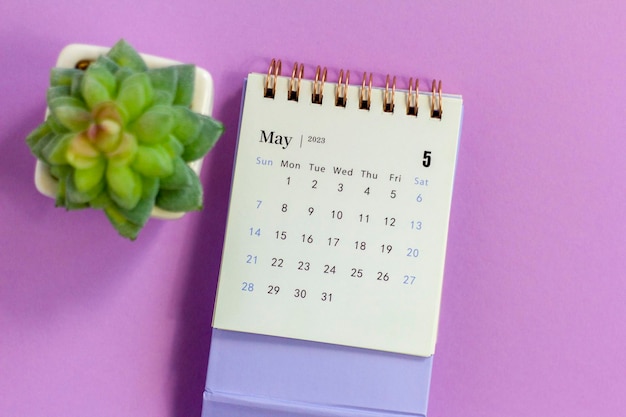 Calendar for May 2023 on the desktop for managing and planning every day