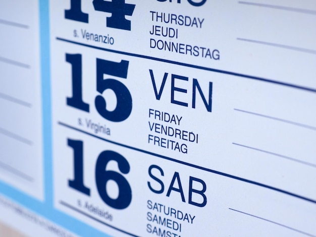 Calendar page detail