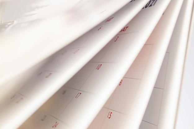 Pagina del calendario capovolgimento del foglio di sfondo pianificazione aziendale pianificazione appuntamento concetto di riunione