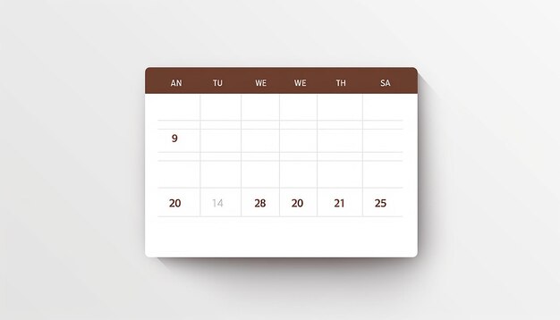 Foto icona della pagina del calendario con date e uno sfondo bianco normale