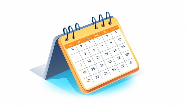 Foto icona della pagina del calendario con date e sfondo bianco normale