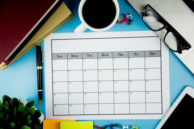 Calendar plan Doing business or activities monthly.