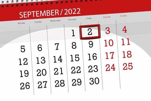 Calendario planner per il mese di settembre