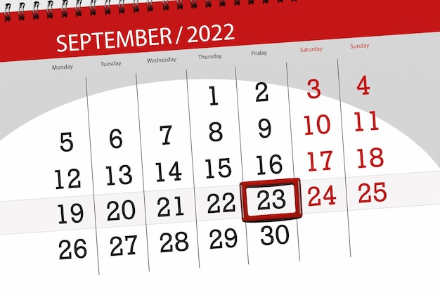 Calendario planner per il mese di settembre