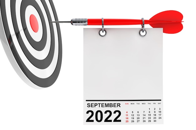 Calendar September 2022 with Target 3d Rendering