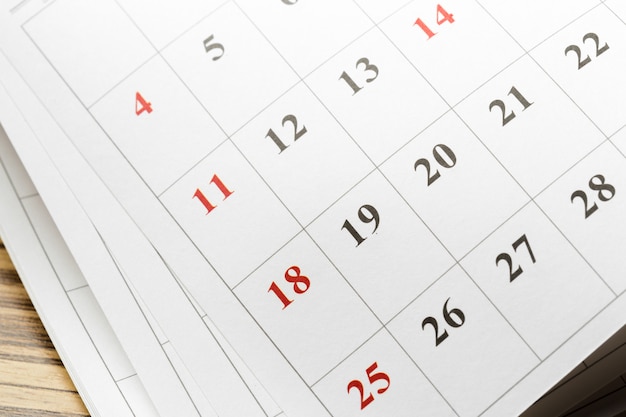 Calendario sul tavolo