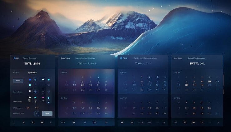 Photo calendar wall website layout ux design futuristic design