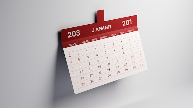 Calendar on white table