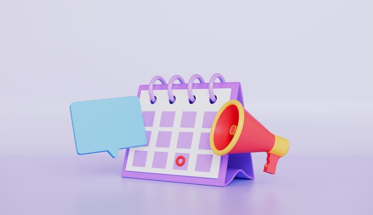 Photo calendar with notification the concept of time planning 3d illustration