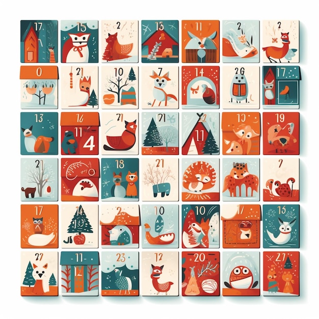 A calendar with a number of animals on it