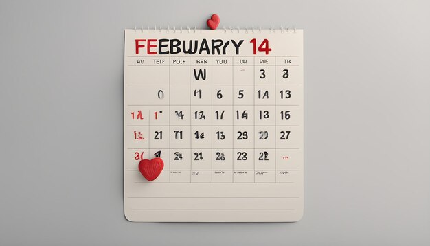 Photo a calendar with a red heart on it