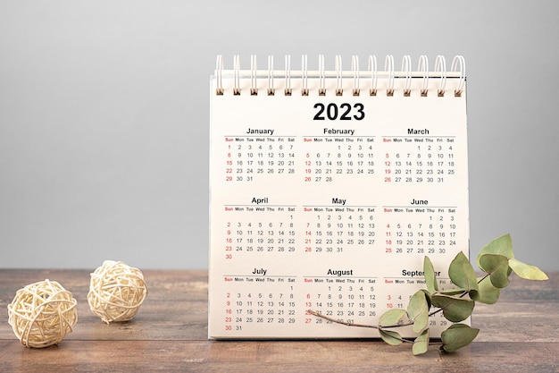 Calendar Year 2023 schedule Close up 2023 calendar page dates and month background business planning appointment meeting concept 2023 calendar template