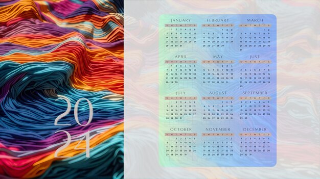 Calendar year 2024 decorative design template