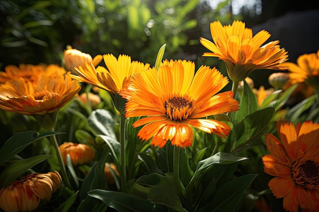 Calendula-bloemen bloeien prachtig