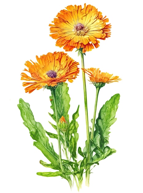 Calendula bloemen geïsoleerd op witte achtergrond Generatieve AI re