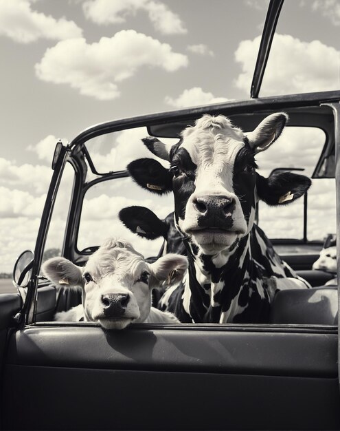 calf on car