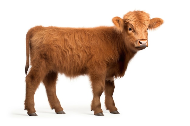 Calf of Highland Cattle on white background