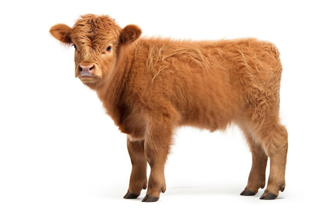 Calf of Highland Cattle on white background