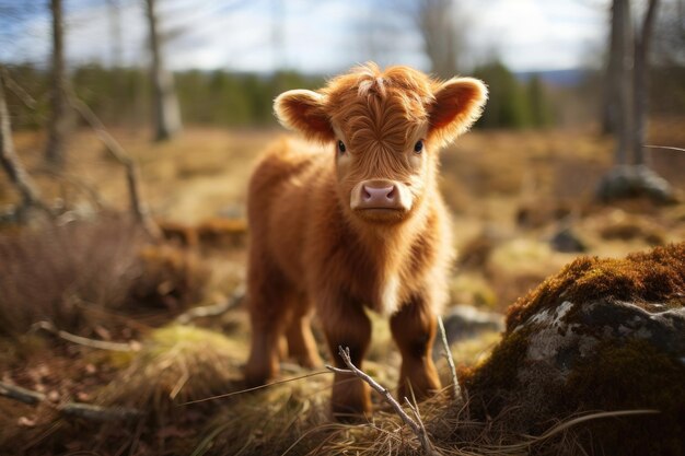 Calf of Highland Cattle in the wild