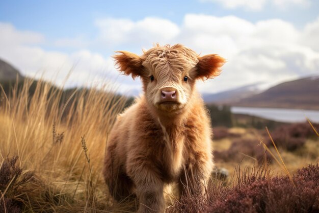 Calf of Highland Cattle in the wild