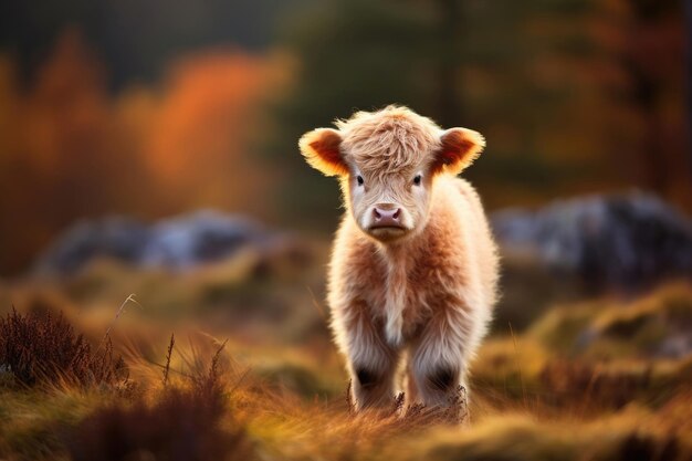 Calf of Highland Cattle in the wild