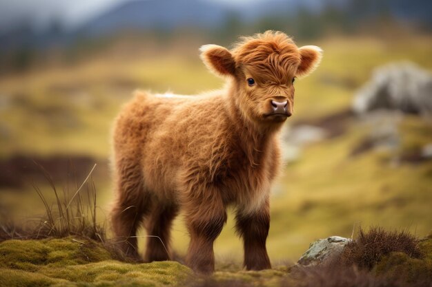 Calf of Highland Cattle in the wild