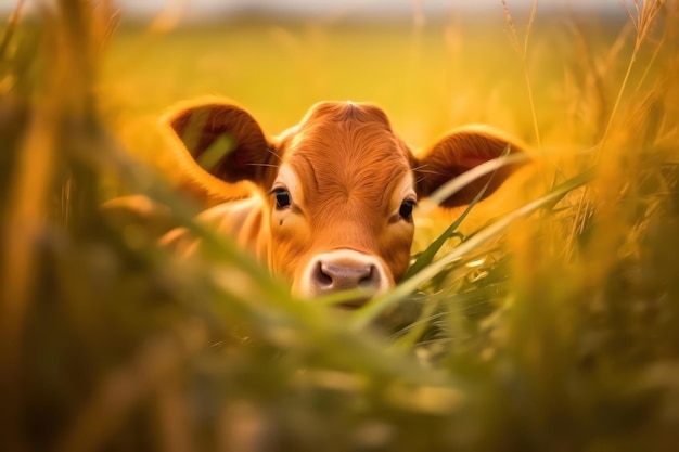 Calf in the meadow Cattle on the meadow