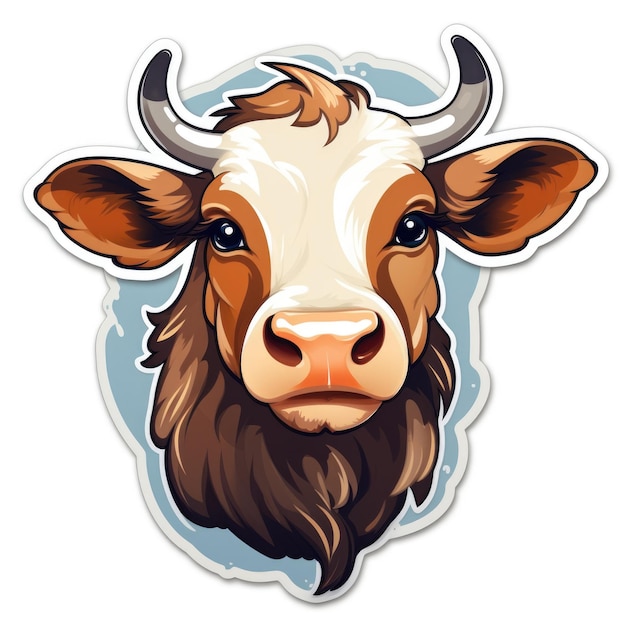 Photo calf young ox sticker generative ai