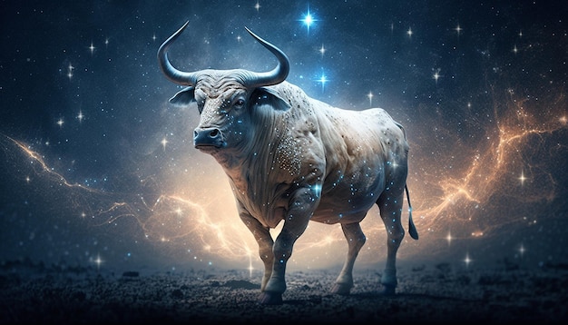 Calf zodiac sign on space background Generative AI