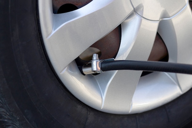 Calibrating car tire Selective focus