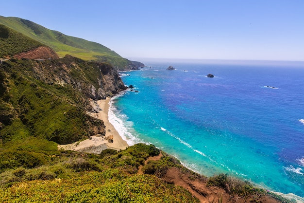 California  beach in Big Sur in Monterey County Route 1